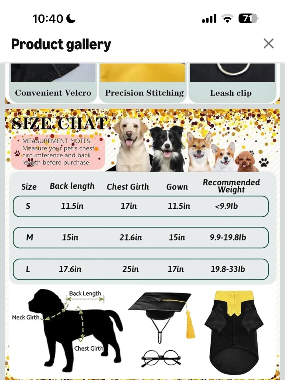 Green and Yellow Dog Graduation Costume with Cap no glasses new unused